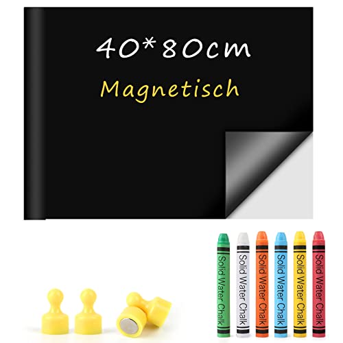 Ukaeno Magnetische Selbstklebende Tafelfolie - 40 x 80cm, Inkl. Magnetfolie, 6 staublose Kreide, 4 Magneten von Ukaeno