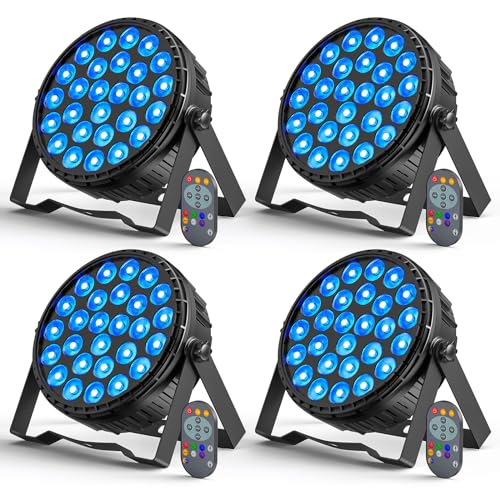 Ukfog 4PCS 216W LED Par Scheinwerfer, 27 x 8W RGBW LED Par Strahler DMX Discolicht mit Fernbedienung 6 Modi Effektstrahler Partylicht für DJ, Party, Show, Weihnachten, Halloween, Hochzeit von Ukfog