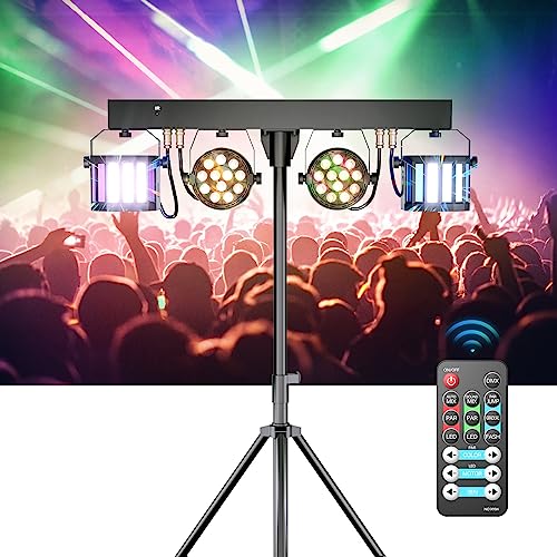 Ukfog 60W led par dj lichtanlage mit stativ, RGBW partybar mit Derby inkl. Fernbedienung und dmx- 3/6/15CH, disco licht für Bühne Hochzeit Geburtstagsfeier Band (without bag) von Ukfog