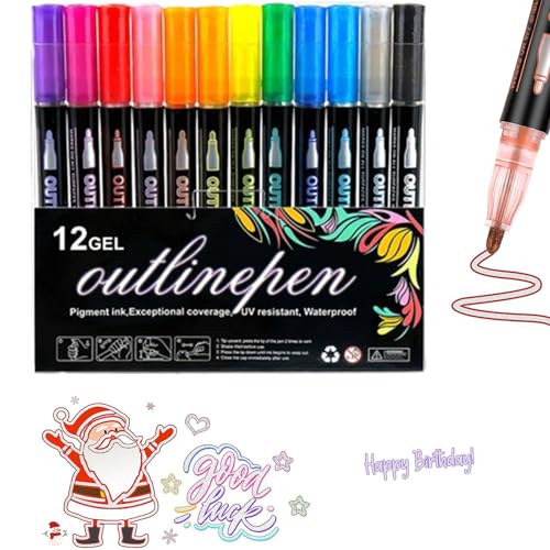 Ukisisi 12pcsleuchtstift-graffitistift,farbige lightstick graffiti textmarker-stifte,Dreamy Sparkle Dual-Line Contour Pen,Colouring Lightstick Graffiti HighlighterOutline Pens Metallic Magic Pen Ukisisi 12pcsleuchtstift-graffitistift,farbige lightstick graffiti textmarker-stifte,Dreamy Sparkle Dual-Line Contour Pen,Colouring Lightstick Graffiti HighlighterOutline Pens Metallic Magic Pen von Ukisisi