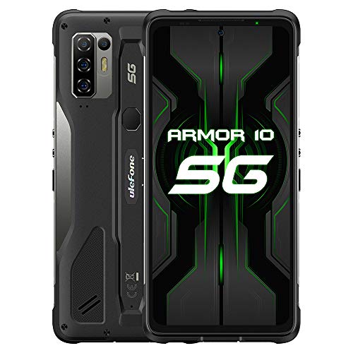 Ulefone 5G Outdoor Smartphone ohne Vertrag Armor 10, 8GB RAM 128 GB ROM 2TB Externe SD, 64MP Quad AI-Kamera, Android 10 IP68 Robust Handy, 6,67 '' FHD +, Kabelloses Aufladen NFC HiFi DUAL-SIM von Ulefone