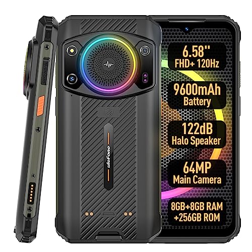 Ulefone ARMOR 21 Android 13 Outdoor Handy Ohne Vertrag, Infinite Halo, 122dB Lautester Lautsprecher, 9600mAh Akku, 64MP+24MP, 16GB+256GB, 6,58" FHD+120Hz, IP68 IP69K Smartphone, 3-Kartensteckplatz,NFC von Ulefone