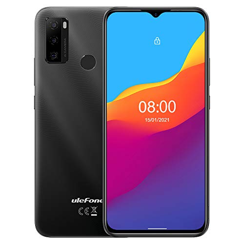 Ulefone Android 11 Smartphone ohne Vertrag, Note 10 Handy, Dual-SIM+Dedizierte SD, 5500mAh-Akku (OTG-Rückladung), 32GB-ROM, 6,52’’ Wassertropfen-Bildschirm, Fingerabdruck + Gesichtserkennung Schwarz von Ulefone