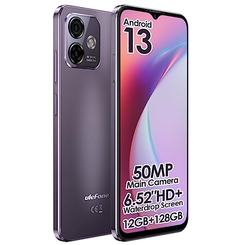 Ulefone Android 13 Handy ohne Vertrag Note 16 PRO, Bis Zu 12GB RAM+128GB ROM, 50MP Kamera, DUAL SIM-Smartphone, 6,52'' HD+ Bildschirm, 4400mAh Akku, Fingerabdruck+Gesichtsentsperrung GPS Lila von Ulefone