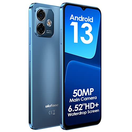 Ulefone Android 13 Handy ohne Vertrag Note 16 PRO, Bis Zu 16GB RAM+128GB ROM, 50MP Kamera, DUAL SIM-Smartphone, 6,52'' HD+ Bildschirm, 4400mAh Akku, Fingerabdruck+Gesichtsentsperrung GPS Blau von Ulefone