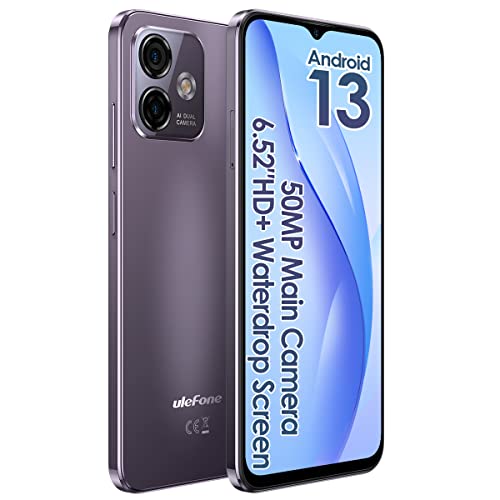 Ulefone Android 13 Handy ohne Vertrag Note 16 PRO, Bis Zu 16GB RAM+128GB ROM, 50MP Kamera, DUAL SIM-Smartphone, 6,52'' HD+ Bildschirm, 4400mAh Akku, Fingerabdruck+Gesichtsentsperrung GPS Lila von Ulefone