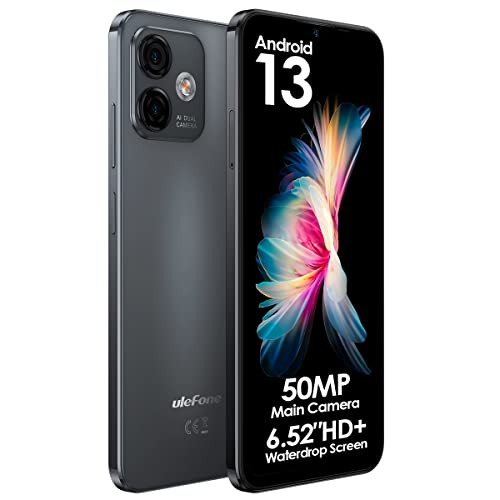 Ulefone Android 13 Handy ohne Vertrag Note 16 PRO, Bis Zu 16GB RAM+128GB ROM, 50MP Kamera, DUAL SIM-Smartphone, 6,52'' HD+ Bildschirm, 4400mAh Akku, Fingerabdruck+Gesichtsentsperrung GPS Schwarz von Ulefone