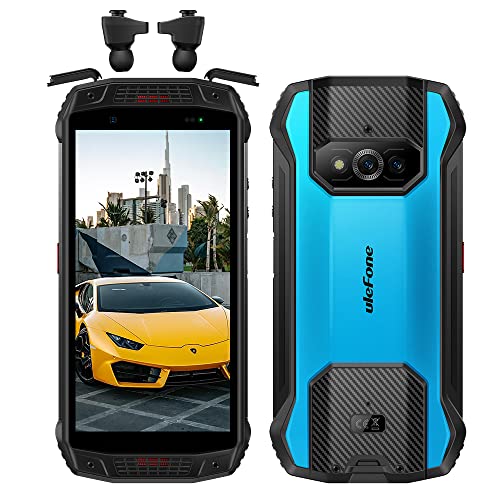 Ulefone Armor 15 4G Smartphone ohne Vertrag, 6600 mAh, 12MP + 13MP + 16MP Kamera, 6GB RAM + 128GB ROM, 5,45-Zoll, MTK Helio G35, Android 12 IP68 Simlockfreie Handys NFC w/TWS Earbuds Blau von Ulefone