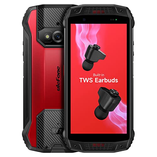 Ulefone Armor 15 Outdoor Smartphone (Eingebaute TWS- Kopfhörer), Android 12, Dual-Stereo-Lautsprecher, 5,45’’ HD+ IP68 Robust Handy ohne Vertrag, Helio G35 6GB+128GB, 16MP+13MP +12MP, NFC FM Rot von Ulefone