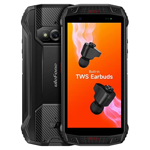 Ulefone Armor 15 Outdoor Smartphone (Eingebaute TWS- Kopfhörer), Android 12, Dual-Stereo-Lautsprecher, 5,45’’ HD+ IP68 Robust Handy ohne Vertrag, Helio G35 6GB+128GB, 16MP+13MP +12MP, NFC FM Schwarz von Ulefone