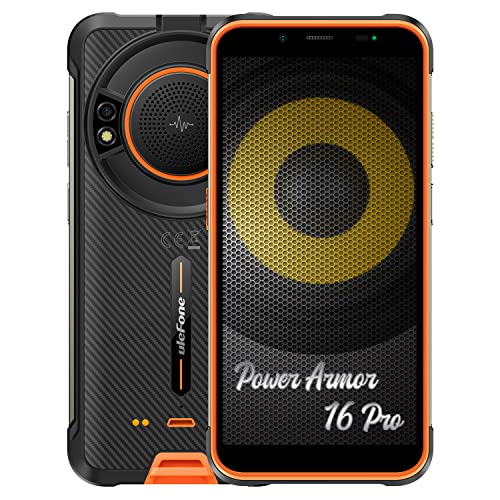 Ulefone Armor 16 PRO Android 12 Outdoor Handy Ohne Vertrag, 122Db Lautsprecher, 9600mAh Akku, Glare Taschenlampe, 16MP+8MP Kamera, 4GB+64GB, 5,93" IP68 Robust Smartphone, 3-Karten Slot, NFC Orange von Ulefone