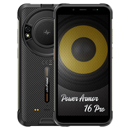 Ulefone Armor 16 PRO Android 12 Outdoor Handy Ohne Vertrag, 122Db Lautsprecher, 9600mAh Akku, Glare Taschenlampe, 16MP+8MP Kamera, 4GB+64GB, 5,93" IP68 Robust Smartphone, 3-Karten Slot, NFC Schwarz von Ulefone