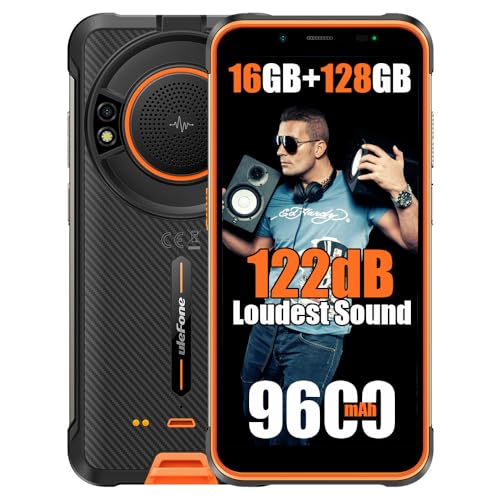 Ulefone Armor 16S Outdoor Handy ohne Vertrag, Android 13 16GB+128GB+2TB Erweiterung Outdoor Smartphone ohne Vertrag, 3,5W Lautsprecher, 9600mAh, 50MP, 5.93"FHD+, IP68 Handy, 4G NFC GPS OTG FM, Orange von Ulefone