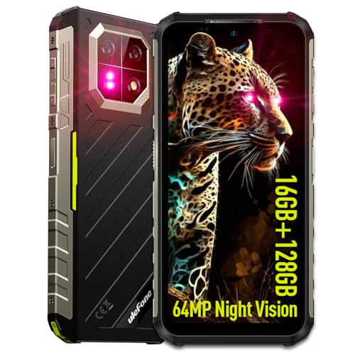 Ulefone Armor 22 (16GB+128GB) Outdoor Handy Ohne Vertrag,Android 14 6,58" FHD+ 120Hz 64MP+64MP Nachtsicht 6600mAh 33W 4G Dual SIM 5G WIFI/OTG/NFC/GPS/IP69K Baustellenhandy (Grün) von Ulefone