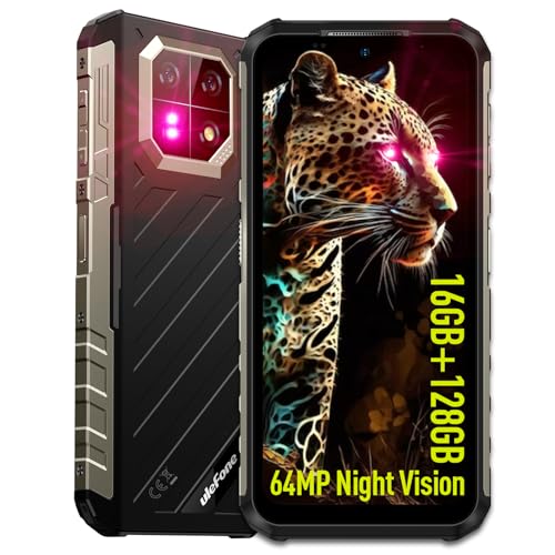 Ulefone Armor 22 (16GB+128GB) Outdoor Handy Ohne Vertrag,Android 14 6,58" FHD+ 120Hz 64MP+64MP Nachtsicht 6600mAh 33W 4G Dual SIM 5G WIFI/OTG/NFC/GPS/IP69K Baustellenhandy (Schwarz) von Ulefone