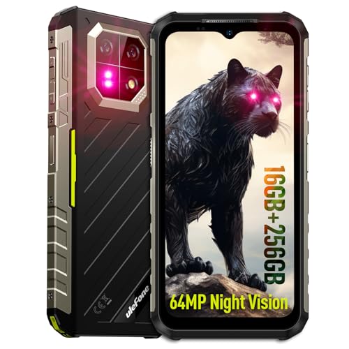 Ulefone Armor 22 (256GB) Outdoor Handy Ohne Vertrag, Android 14 16GB+SD-512GB 6,58" FHD+ 120Hz 64MP+64MP Nachtsicht 6600mAh 33W 4G Dual SIM 5G WIFI/OTG/NFC/GPS/IP69K Baustellenhandy (Grün) von Ulefone