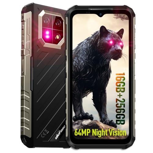 Ulefone Armor 22 (256GB) Outdoor Handy Ohne Vertrag, Android 14 16GB+SD-512GB 6,58" FHD+ 120Hz 64MP+64MP Nachtsicht 6600mAh 33W 4G Dual SIM 5G WIFI/OTG/NFC/GPS/IP69K Baustellenhandy (Schwarz) von Ulefone