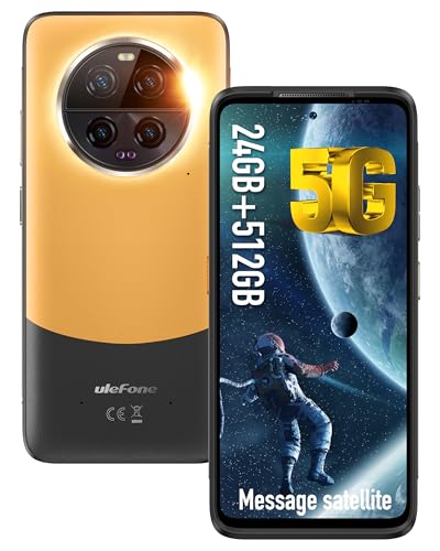 Ulefone Armor 23 Ultra 5G Satellite Smartphone, 24 GB + 512 GB 5280 mAh/120 W 6,78 Zoll FHD+ 120 Hz 50 MP + 50 MP + 64 MP Nachtsicht WIFI/NFC/GPS/IP68 Satelliten-Messaging, Telefon (Gelb) von Ulefone