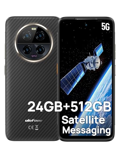 Ulefone Armor 23 Ultra Outdoor Handy 5G, Zwei-Wege-Satellitennachrichten 24GB + 512GB Handys, 6.78 Zoll FHD+ 120Hz IP68 Outdoor Smartphone, 5280mAh, 64MP+50MP Kamera, Android 13 NFC/Dual SIM Schwarz von Ulefone