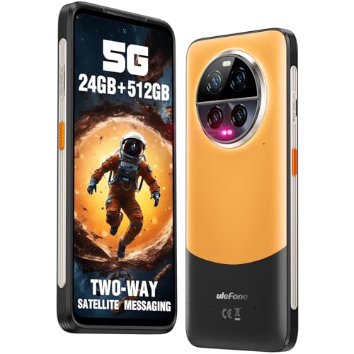 Ulefone Armor 23 Ultra Outdoor Handy 5G mit Satellitenkommunikation, 512GB+24GB Dimensity 8020 64MP Nachtsicht+50MP*3 Quad-Kamera 120W/5280mAh 6,78” IP68 Dual SIM/WiFi 6/Fingerabdruck ID/NFC - Orange von Ulefone