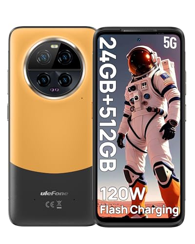 Ulefone Armor 23 Ultra Satelliten-Handy, 24GB+512GB Rugged Smartphone 5G, 3,2X Teleobjektiv 6.78 FHD+ 120Hz Kamera 64MP, IP68/69K, Schnellladung 120W Handy/NFC/Android 13 Orange von Ulefone