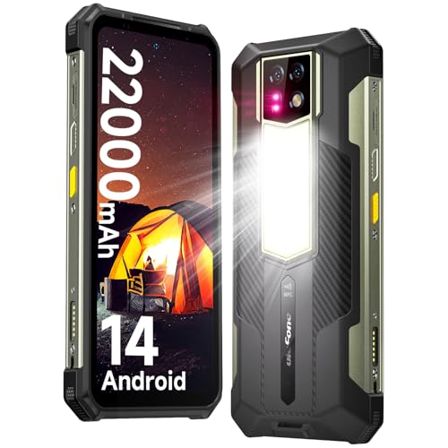 Ulefone Armor 24 Outdoor Handy 22000mAh mit 1000 Lumen Taschenlampe, Android 14 24GB + 256GB/2TB SD 64MP+64MP+16MP Nachtsicht,120Hz 6,78" FHD+ IP68 Smartphone 4G Dual SIM/NFC/Fingerabdruck ID GPS OTG von Ulefone