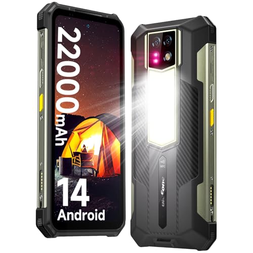 Ulefone Armor 24 Outdoor Handy 22000mAh mit 1000 Lumen Taschenlampe, 24GB + 256GB/2TB SD 64MP+64MP+16MP Nachtsicht, 120Hz 6,78" FHD+ Android 13 IP68 Smartphone 4G Dual SIM/NFC/Fingerabdruck ID GPS OTG von Ulefone