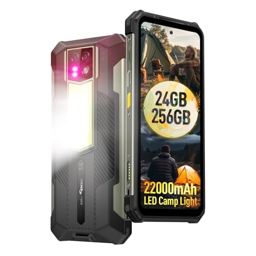 Ulefone Armor 24 Outdoor Handy Android 14, 22000mAh 1000LM Campinglampe 16GB+256GB 6,78" FHD+ 120Hz 64MP+64MP Nachtsicht 4G Dual SIM 5G WIFI/OTG/NFC/GPS/IP69K Baustellenhandy von Ulefone