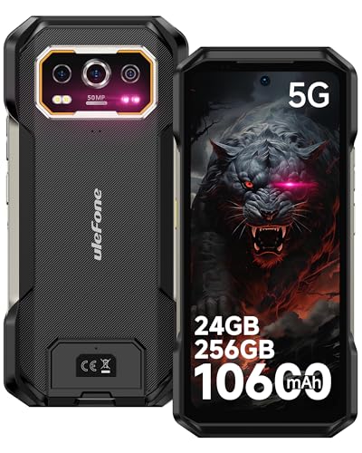 Ulefone Armor 27 Pro 5G Outdoor Handy, 24GB+256GB/2TB Android 14 Smartphone, 10600mAh/33W Kabelloses Laden, 50MP+64MP Nachtsicht, 120Hz 6,78 Zoll FHD+ Display, Fingerabdruck/Okta-Kern/IP68/GPS/NFC/OTG von Ulefone