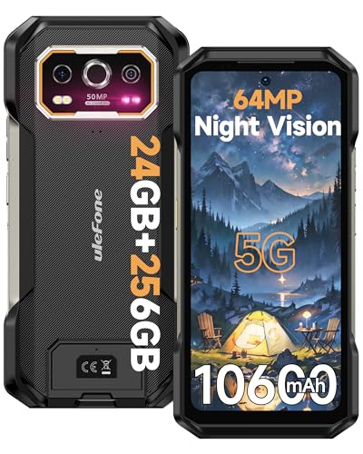 Ulefone Armor 27 Pro 5G Outdoor Handy, 24GB+256GB/2TB Android 14 Smartphone, 10600mAh/33W Kabelloses Laden, 50MP+64MP Nachtsicht, 120Hz 6,78 Zoll FHD+ Display, Fingerabdruck/Okta-Kern/IP68/GPS/NFC/OTG von Ulefone