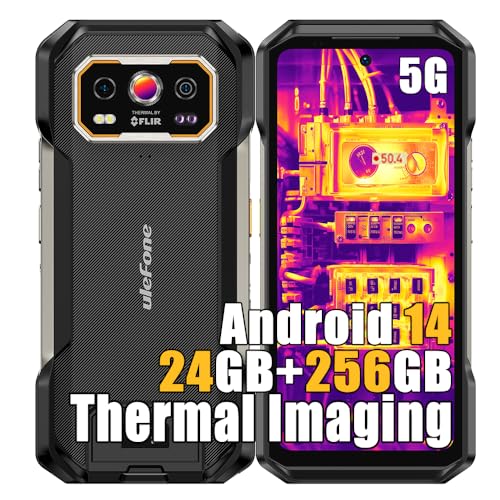 Ulefone Armor 27T Pro Outdoor Handy 5G Smartphone Wärmebildkamera, Dimensity 6300 24GB+256GB, 64MP+50MP, 10600mAh Wireless Charge, 6,78”FHD+, Android 14 IP68 Handy ohne Vertrag, 4G 5G NFC OTG GPS FM von Ulefone