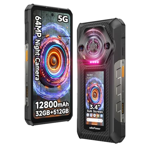 Ulefone Armor 30 Pro Outdoor Handy 5G Dual-Screen, 32GB+512GB/2TB, 6,95" FHD+ 120Hz & 3,4" Sekundärdisplay, 12800mAh 66W, 50MP+64MP Nachtsicht+32MP, Android 14, WiFi 6E/NFC/GPS/Fingerabdruck/Face ID von Ulefone