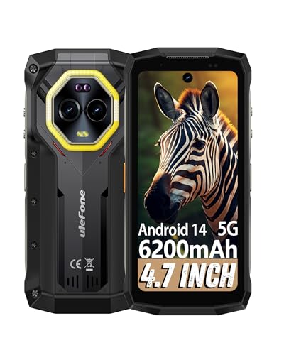 Ulefone Armor Mini 20 Pro Outdoor Handy, Android 14 5G Mini Smartphone mit 16GB+256GB/SD-2TB, 4.7" Zoll HD+ 90Hz IP68/69K Wasserdicht Handy 6200mAh/33W Schnellladung, 64MP Nachtsicht, Dual SIM GPS/NFC von Ulefone