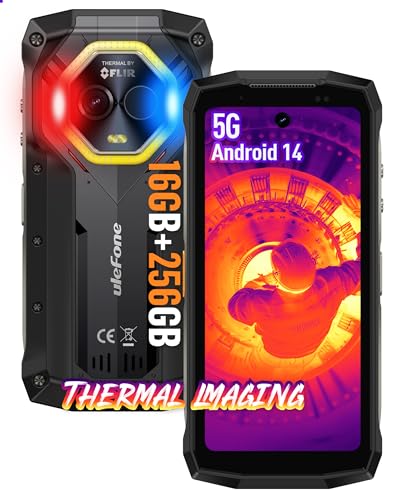 Ulefone Armor Mini 20T Pro 4,7” Outdoor Handy 5G Smartphone Wärmebildkamera, Dimensity 6300 24GB+256GB, 50MP+32MP, 6200mAh Wireless Charge, Android 14 IP68 Handy ohne Vertrag, Taschenlampe&Warnlicht von Ulefone