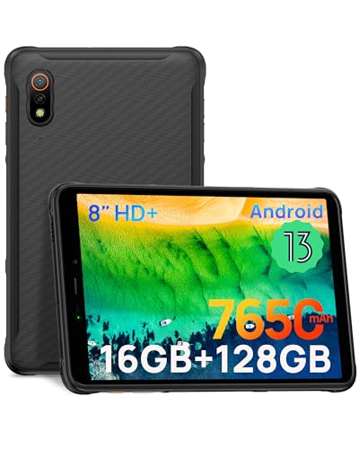 Ulefone Armor Pad Pro Outdoor Tablet 16GB RAM + 128GB ROM/SD-2048GB Android 13, Robust Tablet PC 8.0 Zoll, 7650mAh Akku 48MP Kamera, Tablet Dual SIM 4G IP68/IP69K GPS NFC 5G-WiFi Schwarz von Ulefone