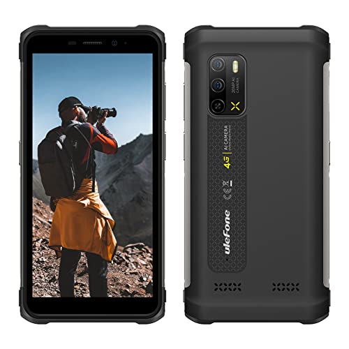 Ulefone Armor X10 PRO Outdoor Smartphone Ohne Vertrag, 20MP Unterwasserkamera,Helio P22 4GB+64GB, 5,45" IP68 Wasserdicht Handy Android 11, 5180mAh Akku,3-Karten Slot, Gesichts Entsperrung NFC Schwarz von Ulefone