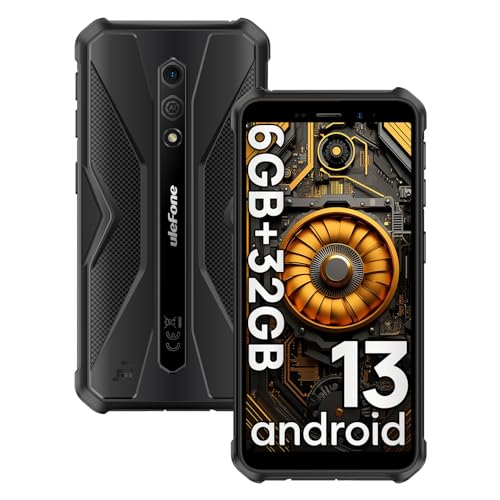 Ulefone Armor X12 Android 13 Go Outdoor Handy(2023), 6GB+32GB/256GB SD Outdoor Smartphone ohne vertrag, 4860mAh Akku,13MP+8MP 5.45" HD+, IP68/IP69K 4G Dual SIM NFC GPS Schwarz von Ulefone