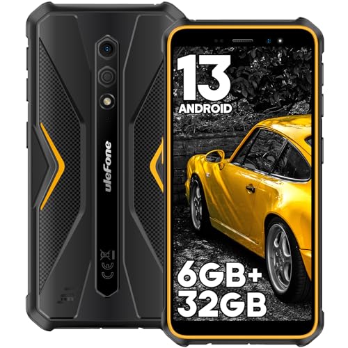 Ulefone Armor X12 Outdoor Smartphone Android 13 Go 6GB + 32GB/256GB SD 4860mAh 5,45'' HD+ 13MP+8MP IP68 Robustes Handy ohne vertrag Baustellenhandy 4G Dual SIM NFC Face ID GPS 2 Jahre Garantie -Orange von Ulefone