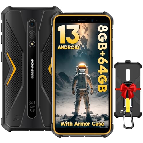 Ulefone Armor X12 Pro Outdoor Handy Android 13 8GB + 64GB/256GB SD, Octa Core Smartphone ohne vertrag, 4860mAh 13MP+8MP 5,45'' HD+ IP68/69K Wasserdicht Stoßfeste 4G Dual SIM Face ID NFC GPS - Orange von Ulefone
