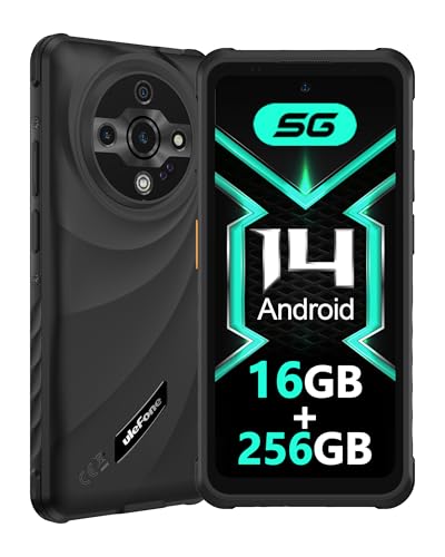 Ulefone Armor X31 Pro 5G Outdoor Smartphone 2025, 16GB+256GB/SD-2TB Android 14 mit Blendende Taschenlampe 64MP + 25MP Kamera 6,56” 120Hz 6050mAh Handy 3-Slots/GPS/Face ID/Fingerprint/OTG/NFC Schwarz von Ulefone