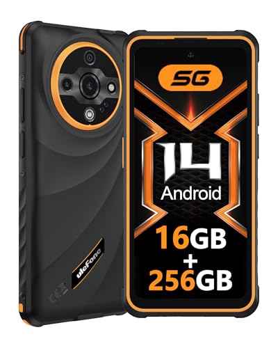 Ulefone Armor X31 Pro 5G Outdoor Handy 2025, 16GB+256GB/SD-2TB, 64MP+25MP Nachtsicht mit Blendende Taschenlampe 6050mAh 6,56” 120Hz Android 14 Handy 3-Slots/Face ID/Fingerprint/GPS/OTG/NFC Orange von Ulefone