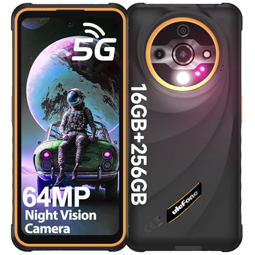 Ulefone Armor X31 Pro 5G Outdoor Handy 2025 16GB+256GB/2TB SD, Dimensity 64MP+25MP Nachtsicht 6,56” 120Hz Android 14 6050mAh Baustellenhandy Dual SIM GPS Fingerabdruck NFC 2-Jahr Garantie-Orange von Ulefone