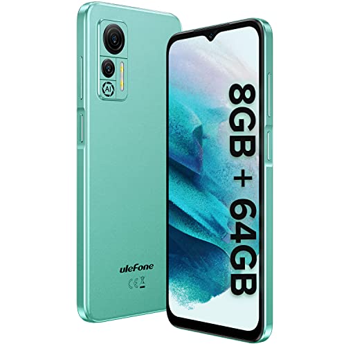 Ulefone Note 14 Pro Smartphone Ohne Vertrag, Android 12 Handy 8GB/64GB+128GB(SD) 4500mAh mit 13MP+5MP Kamera 6,52 Zoll HD+ 5 Ghz WiFi 3 Slots/Face ID/GPS/FM/Große Schrift 4G Dual SIM Grün von Ulefone