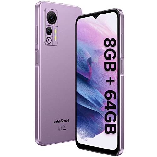 Ulefone Note 14 Pro Smartphone Ohne Vertrag, Android 12 Handy 8GB/64GB+128GB(SD) 4500mAh mit 13MP+5MP Kamera 6,52 Zoll HD+ 5 Ghz WiFi 3 Slots/Face ID/GPS/FM/Große Schrift 4G Dual SIM Violett von Ulefone