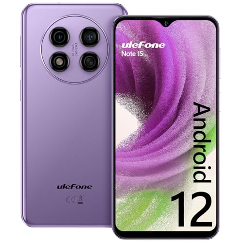 Ulefone Note 15 Handy Ohne Vertrag Günstig, Android 12 5GB+32GB/64GB erweiterbar 6,22" HD+ billige Smartphone, 4000mAh 8MP Kamera 3G Dual SIM Simlockfrei, 3 Karte Slots Face ID Type-C GPS -Violett von Ulefone