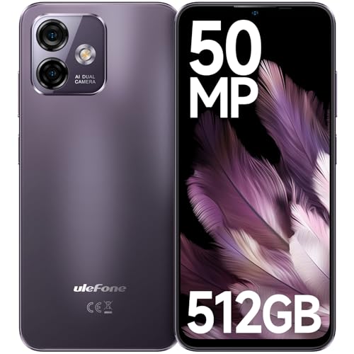 Ulefone Note 16 Pro 512GB Handy 50MP Kamera 16GB RAM Android 13 6,52 Zoll HD+ Octa Core Smartphone Ohne Vertrag 4400mAh 4G Dual SIM Handys Fingerabdruck Face ID GPS OTG 2 Jahre Garantie -Violett von Ulefone