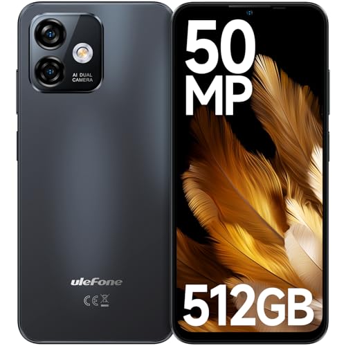 Ulefone Note 16 Pro 512GB Handy Ohne Vertrag Android 13, 50MP Kamera 16GB RAM Octa Core Smartphone, 4400mAh 6.52” 4G Dual SIM Simlockfrei Handy Fingerabdruck Face ID GPS 2 Jahre Garantie -Schwarz von Ulefone