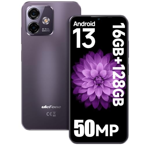 Ulefone Note 16 Pro Handy Ohne Vertrag, 16GB+128GB/256GB SD 50MP Kamera 6,52" Octa Core Android 13 Smartphone 4400mAh 4G Dual SIM Simlockfrei Handy Fingerabdruck Face ID GPS 2 Jahre Garantie - Violett von Ulefone