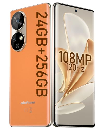 Ulefone Note 17 Pro Handy ohne vertrag, 2.4K Amoled 120Hz Gebogenes Display, 108MP +32MP Kamera Android 13 Smartphone, 24GB+256GB Helio G99 mit 33W Schnellladung 6,78 Zoll FHD+ 5050mAh Akku Orange von Ulefone