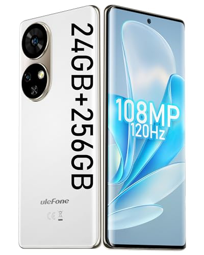 Ulefone Note 17 Pro Handy ohne vertrag, 2.4K Amoled 120Hz Gebogenes Display, 108MP +32MP Kamera Android 13 Smartphone, 24GB+256GB Helio G99 mit 33W Schnellladung 6,78 Zoll FHD+ 5050mAh Akku Weiß von Ulefone